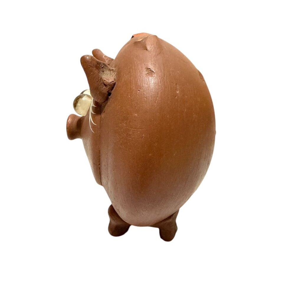 Handcrafted Mexican Terracotta Piggy Bank Decor Missing Top Handle - Picture 4 of 8